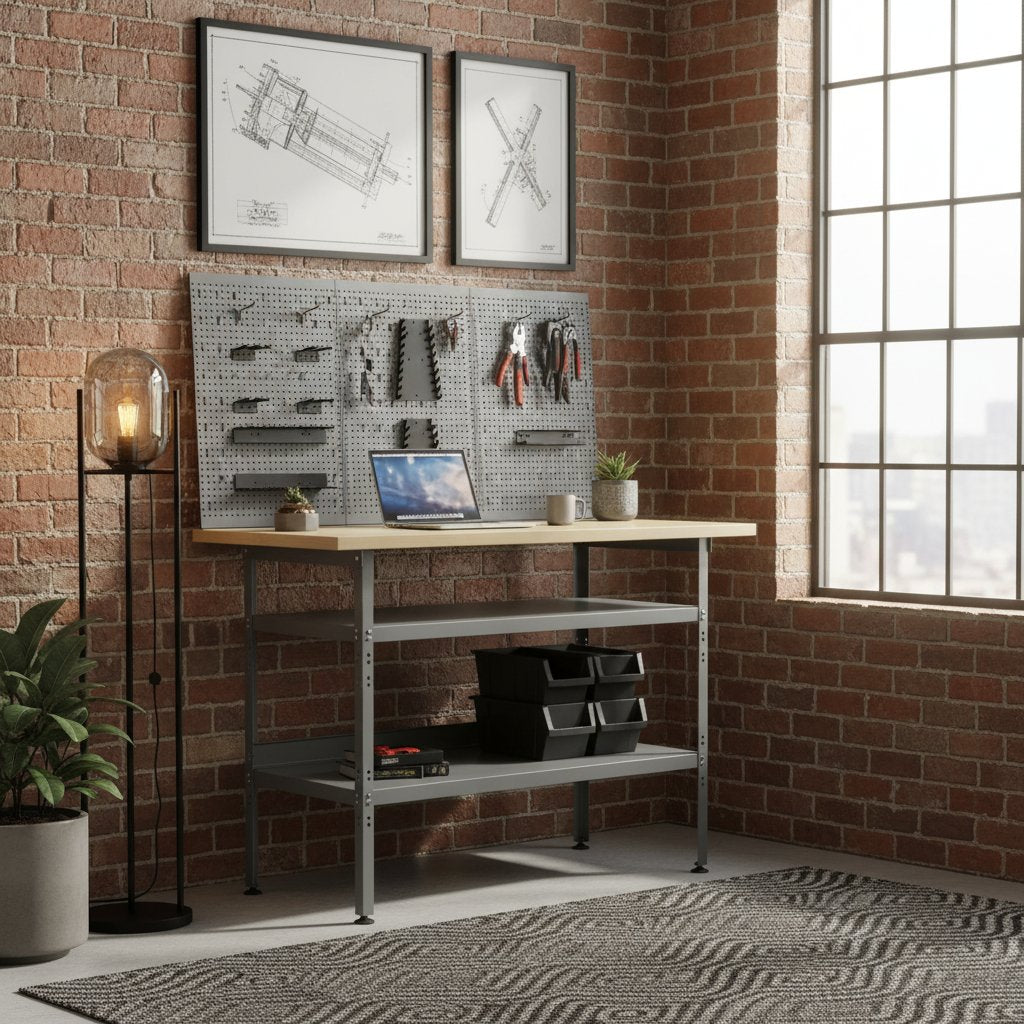 Établi en Acier avec Panneaux Muraux