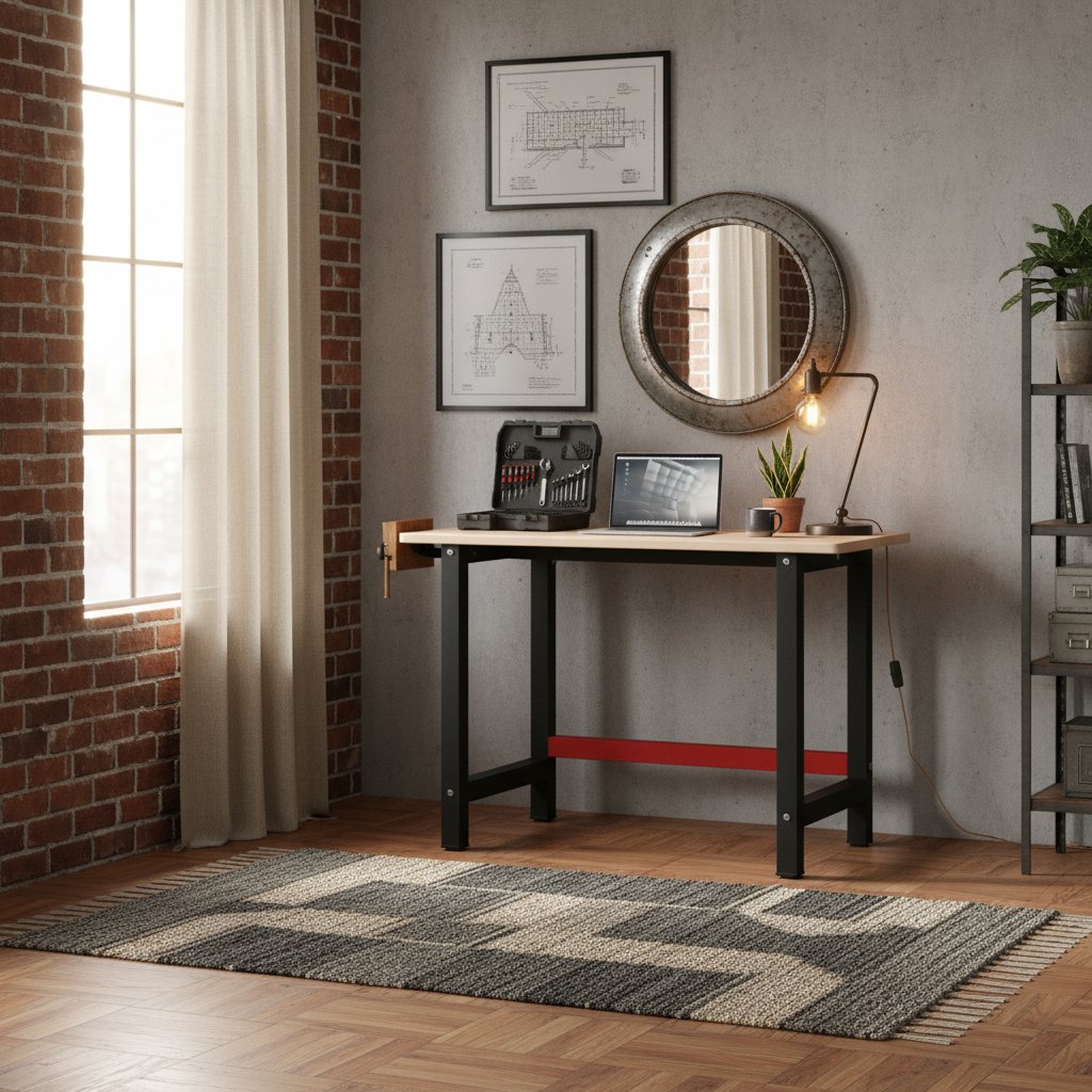 Établi en Bois et Métal au design Industriel