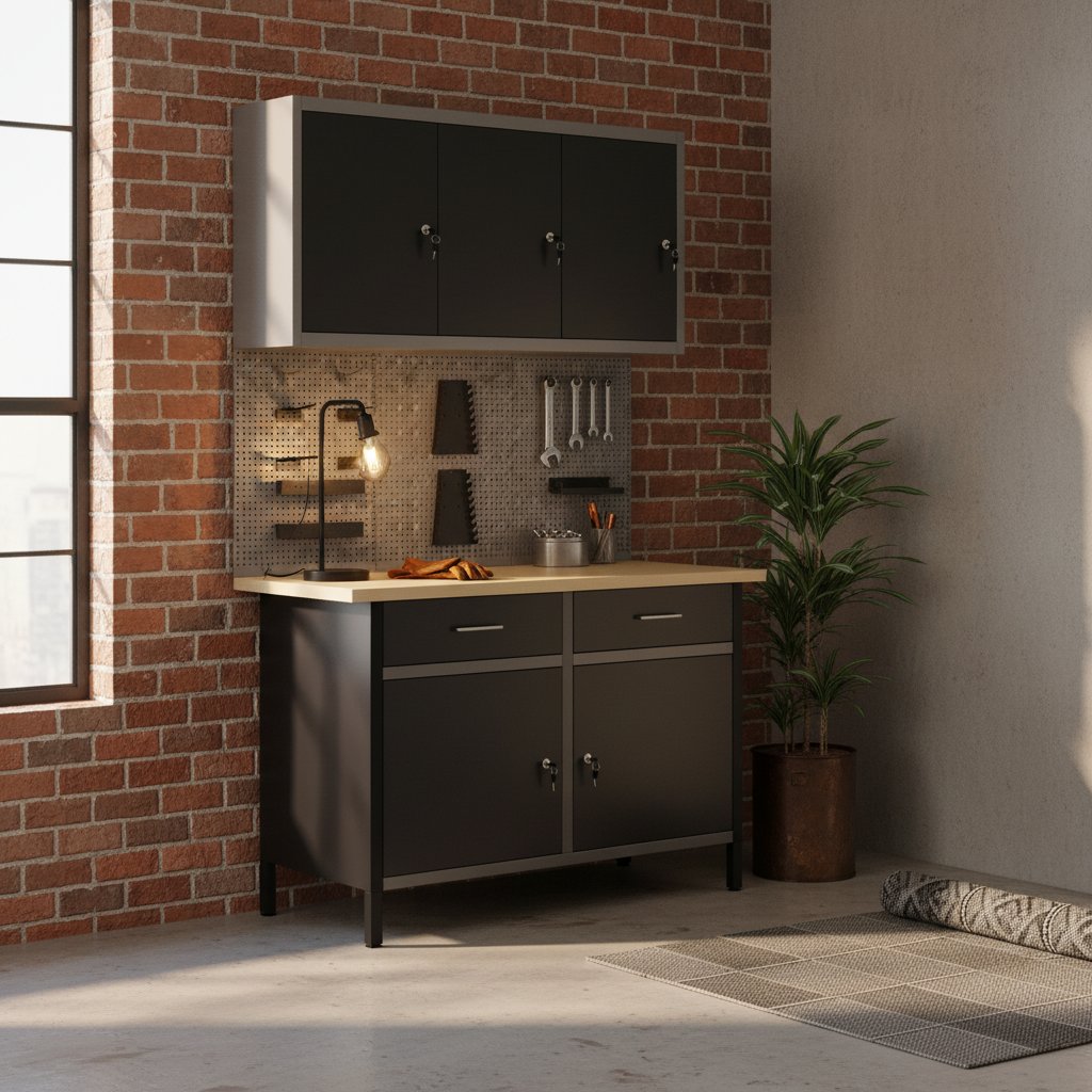 Établi en Fer avec Panneaux Muraux