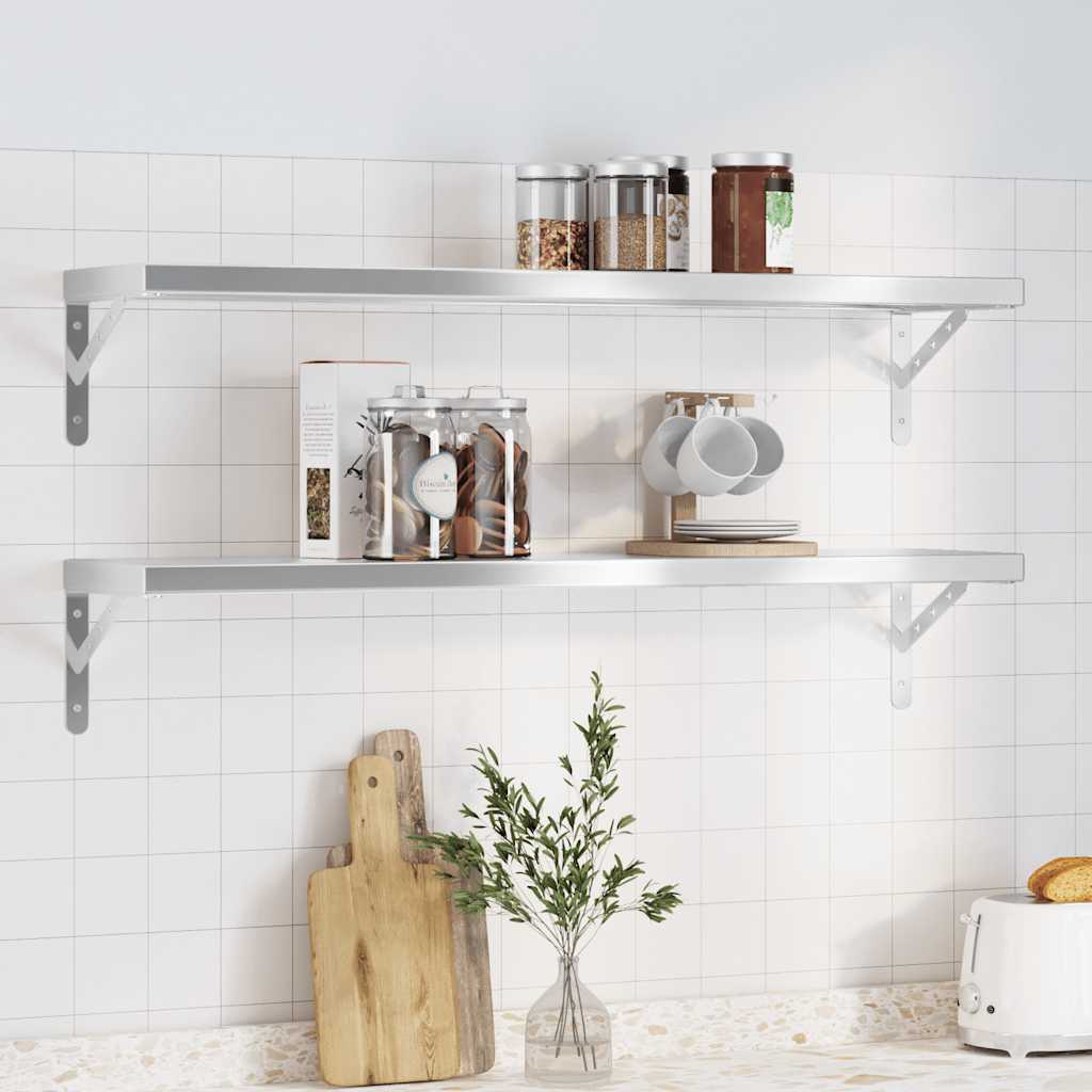 Étagère Murale en Acier Inoxydable Élégant-Argent-1-100 x 23.5 cm-La-Fabrique-Industrielle