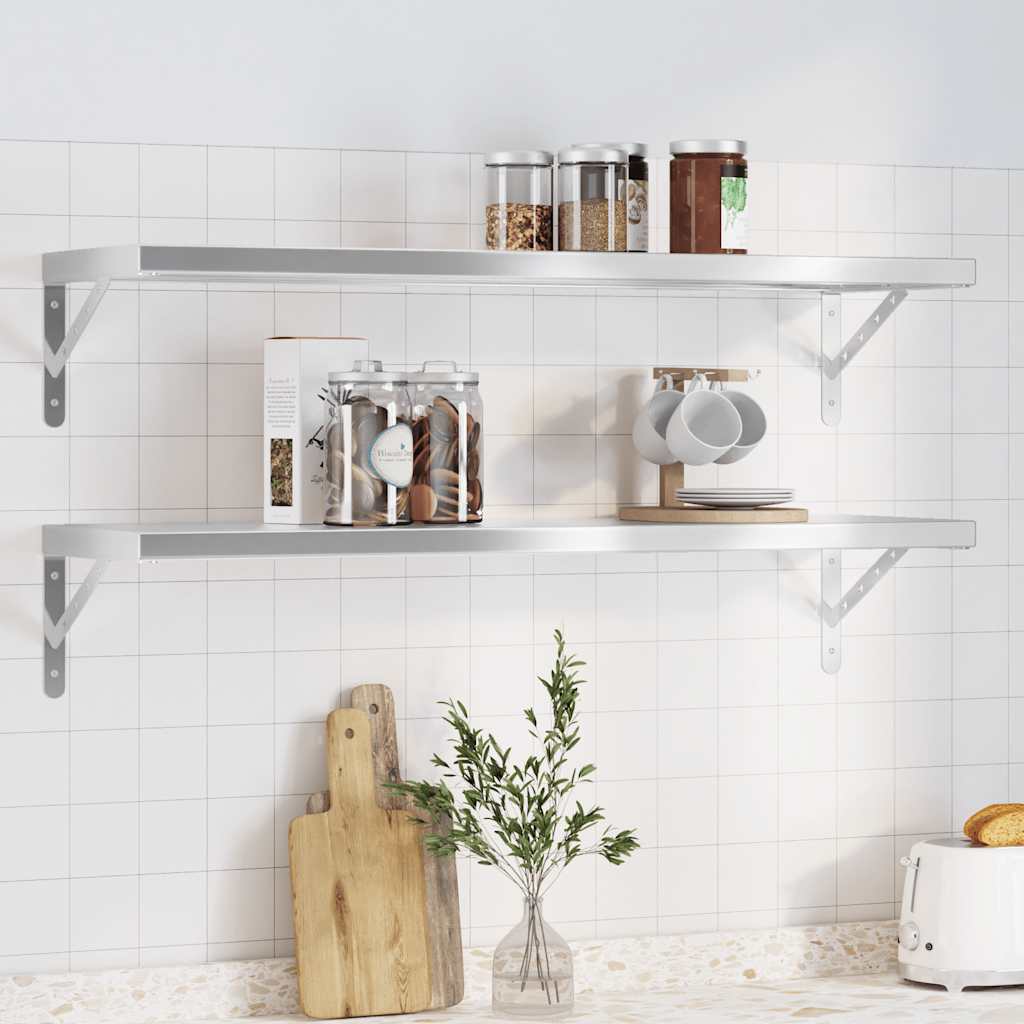Étagère Murale en Acier Inoxydable Élégant-Argent-1-100 x 30 cm-La-Fabrique-Industrielle