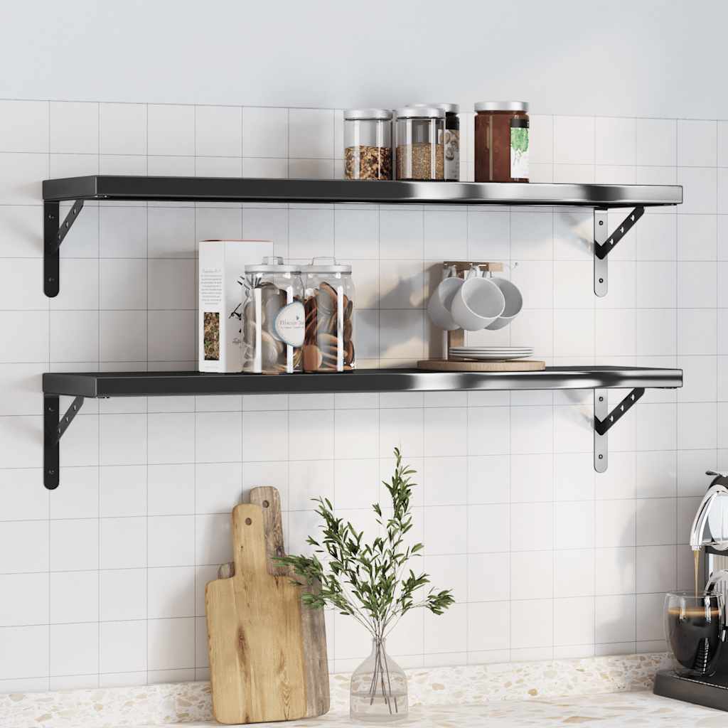 Étagère Murale en Acier Inoxydable Élégant-Noir-1-100 x 23.5 cm-La-Fabrique-Industrielle