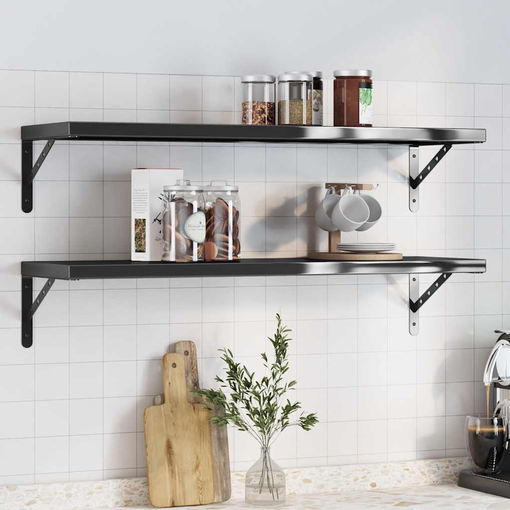 Étagère Murale en Acier Inoxydable Élégant-Noir-1-100 x 30 cm-La-Fabrique-Industrielle