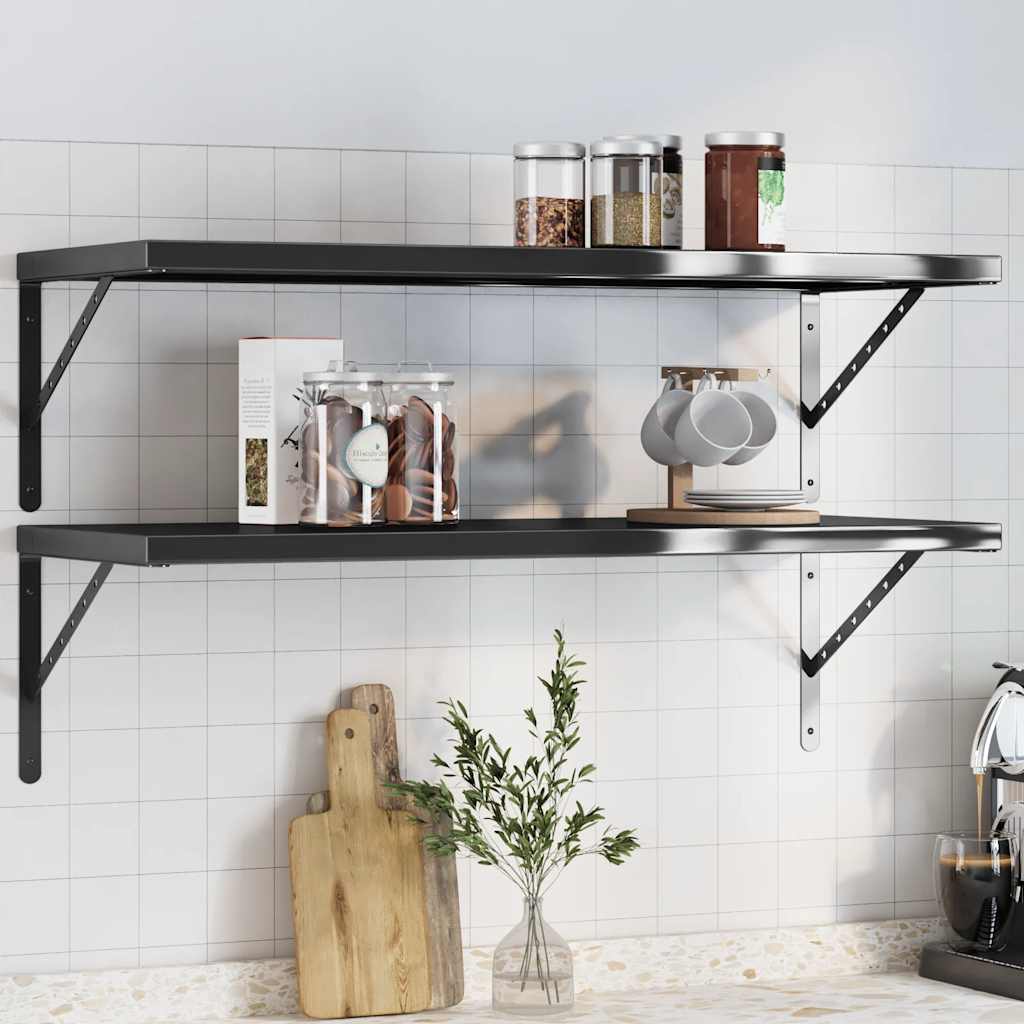 Étagère Murale en Acier Inoxydable Élégant-Noir-1-100 x 40 cm-La-Fabrique-Industrielle
