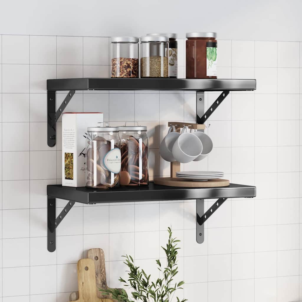 Étagère Murale en Acier Inoxydable Élégant-Noir-1-50 x 30 cm-La-Fabrique-Industrielle