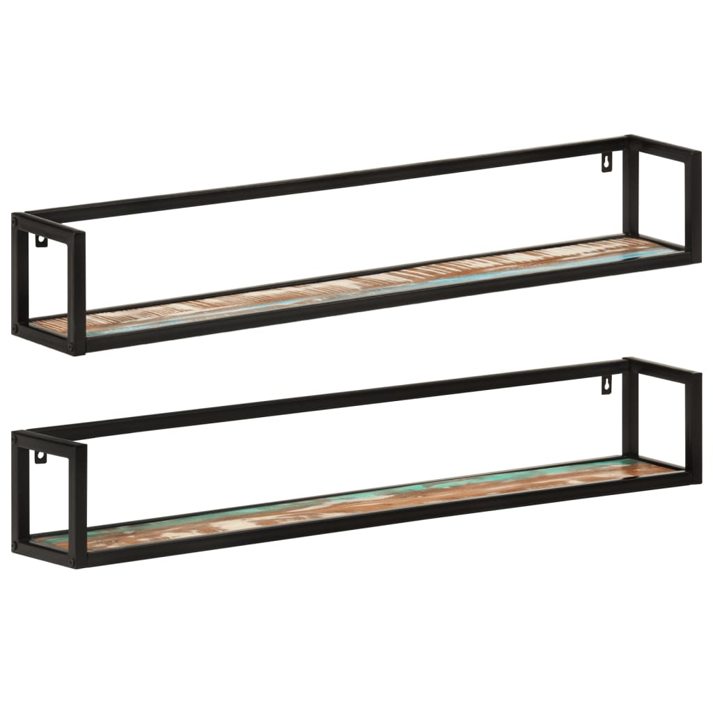 Étagère Murale en Métal Industriel-bois de récupération massif-2-110 cm-La-Fabrique-Industrielle