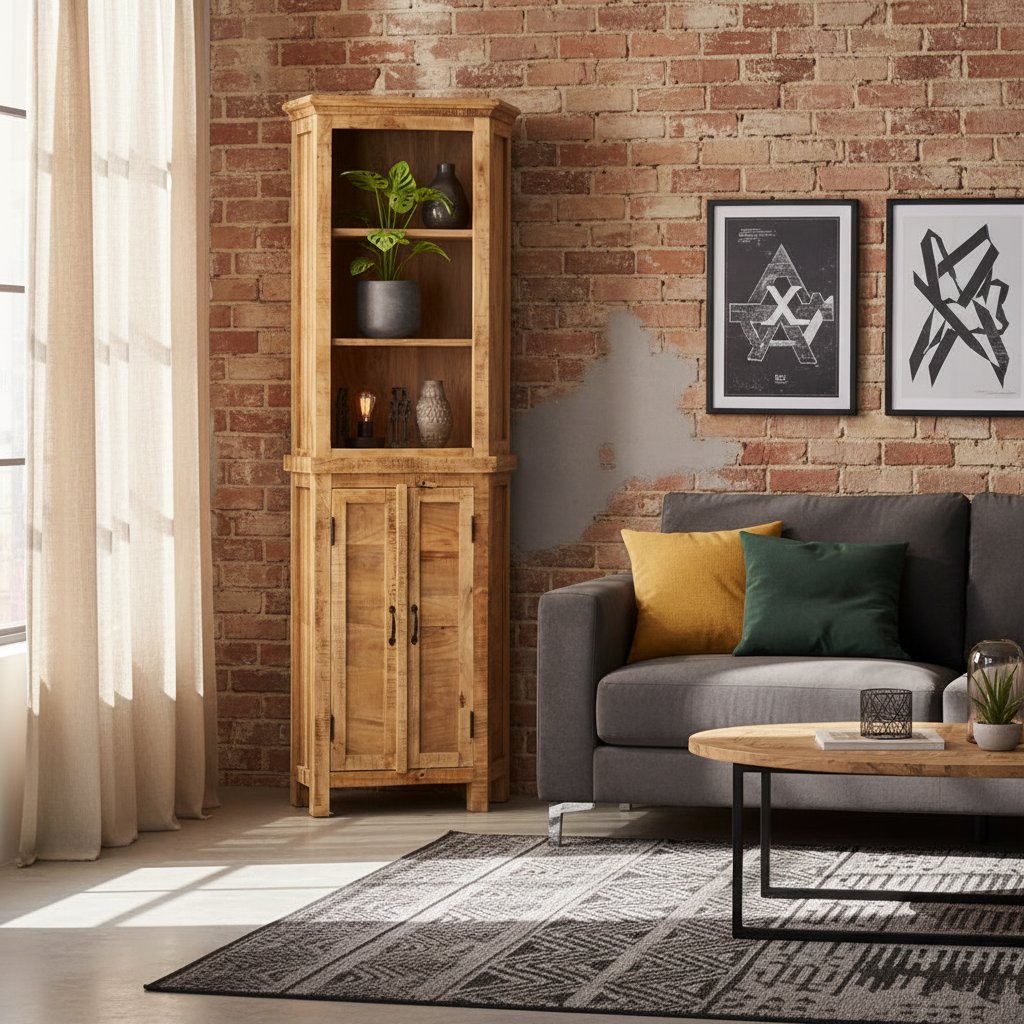 Étagère Bibliothèque en Bois de Manguier Massif