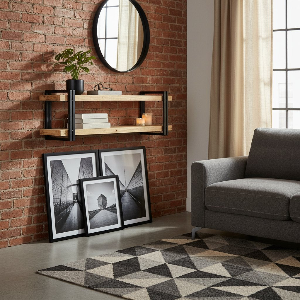 Étagère Indus en Bois de Manguier et Métal Noir