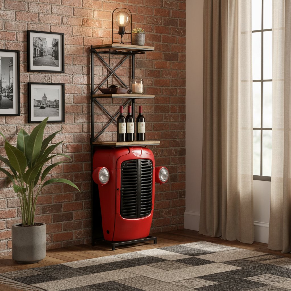 Étagère Murale Authentique en Métal et Bois