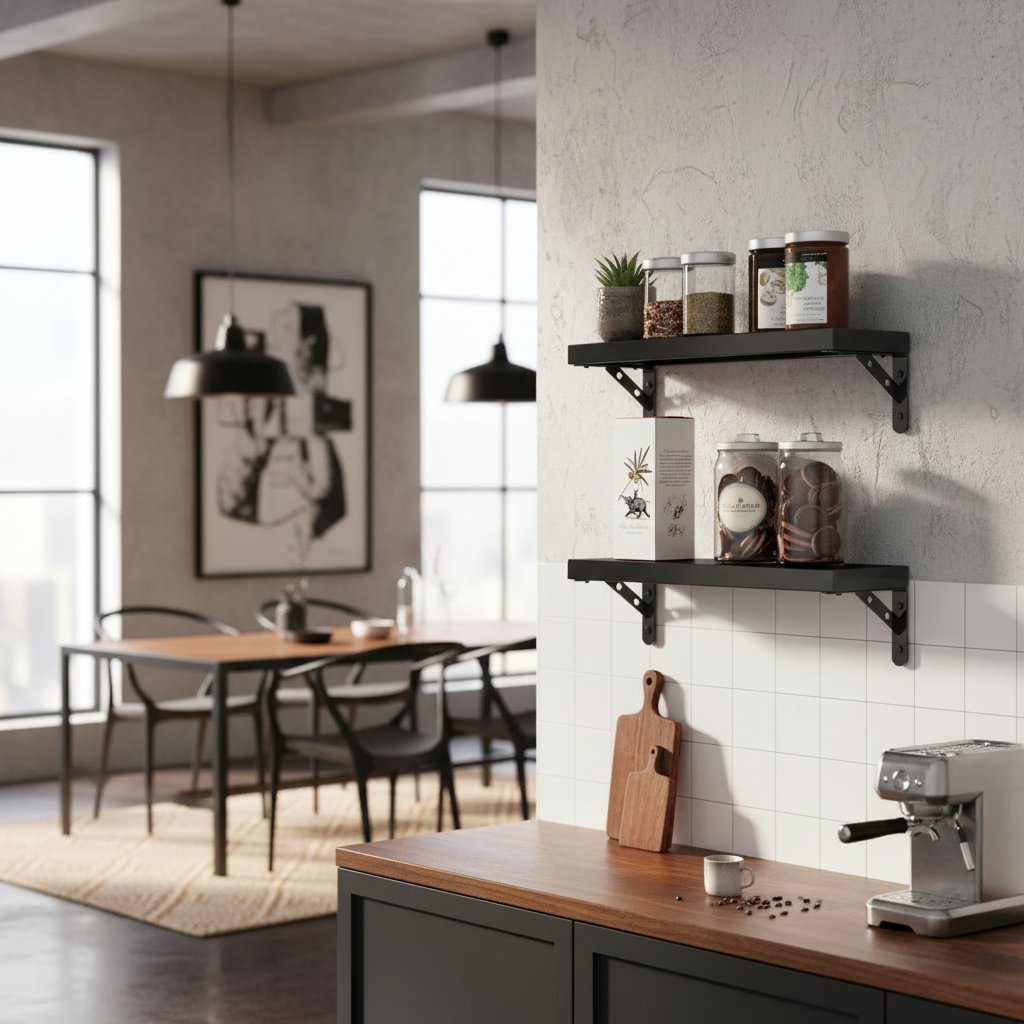 Étagère Murale Indus en Métal Noir