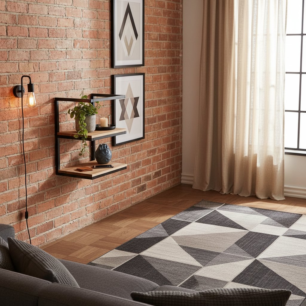 Étagère Murale Industrielle en Bois et Métal