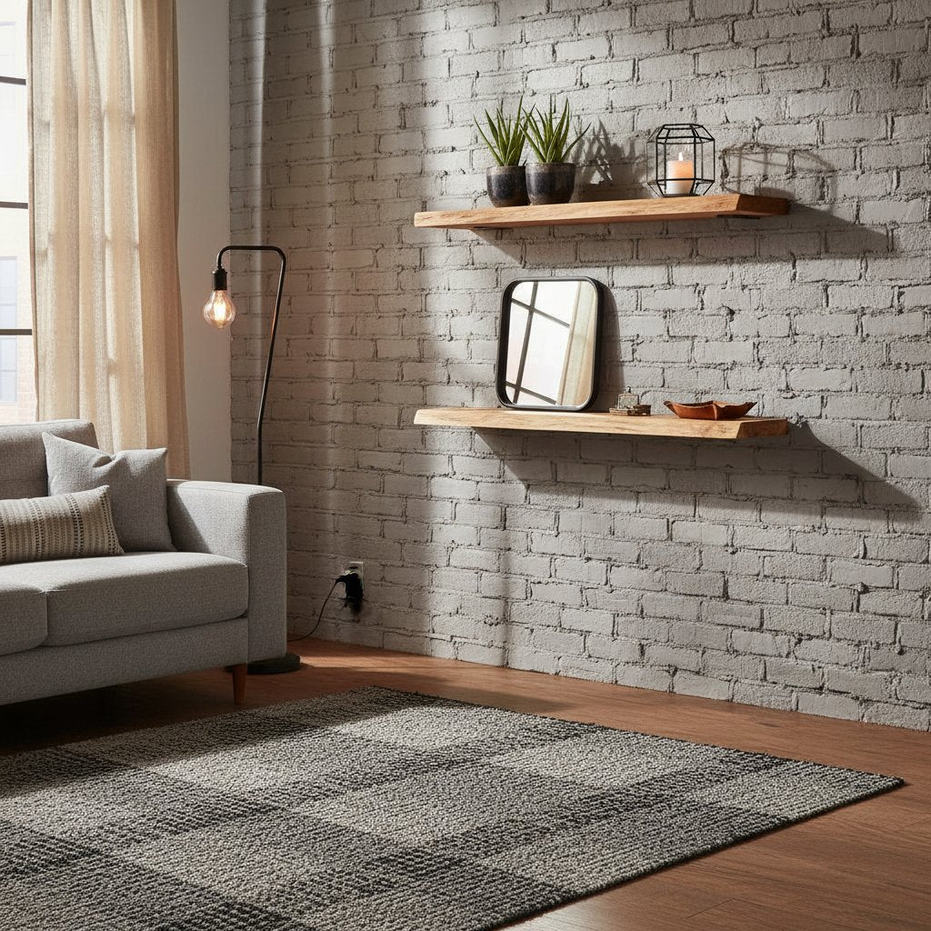 Étagère Murale en Bois Brut d'Acacia