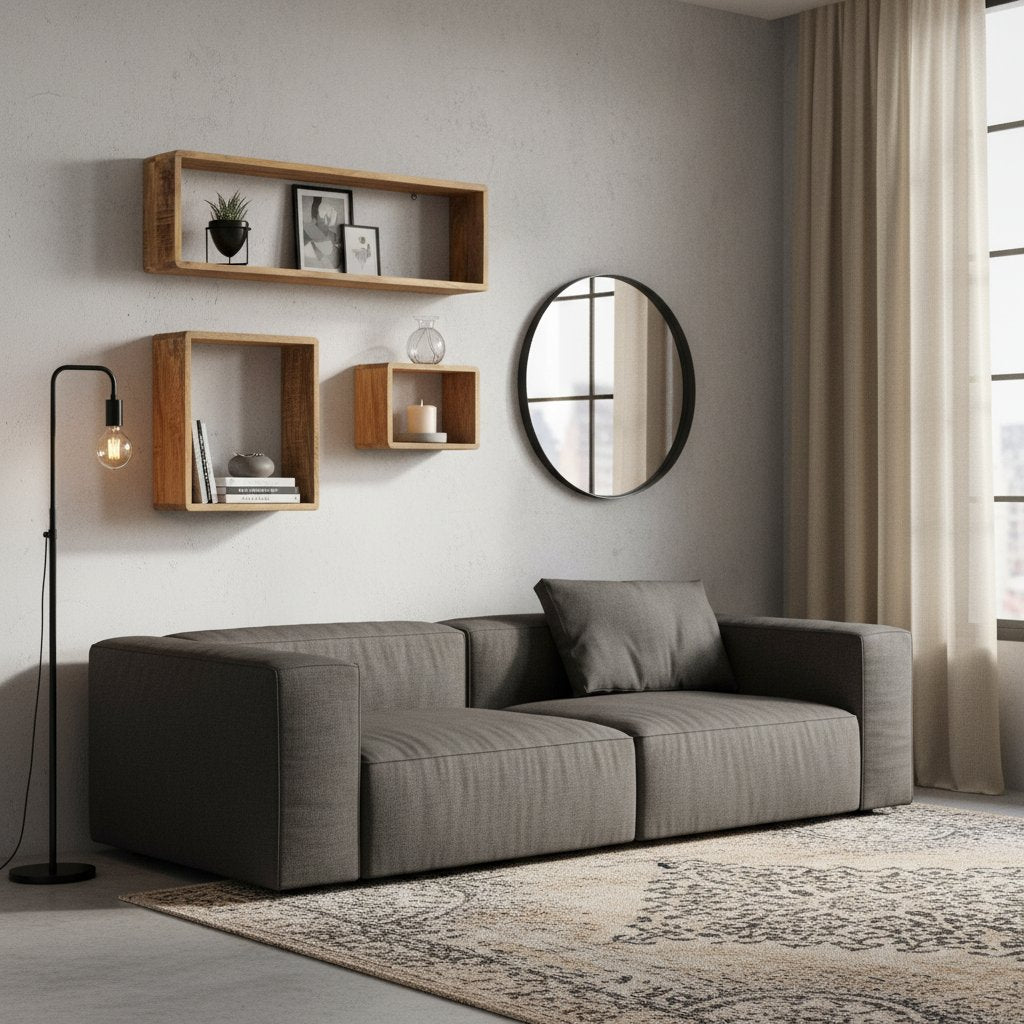 Étagère Murale en Bois Naturel de Manguier