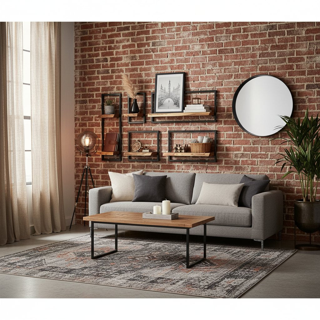 Étagère Murale en Bois et Acier Style Industriel