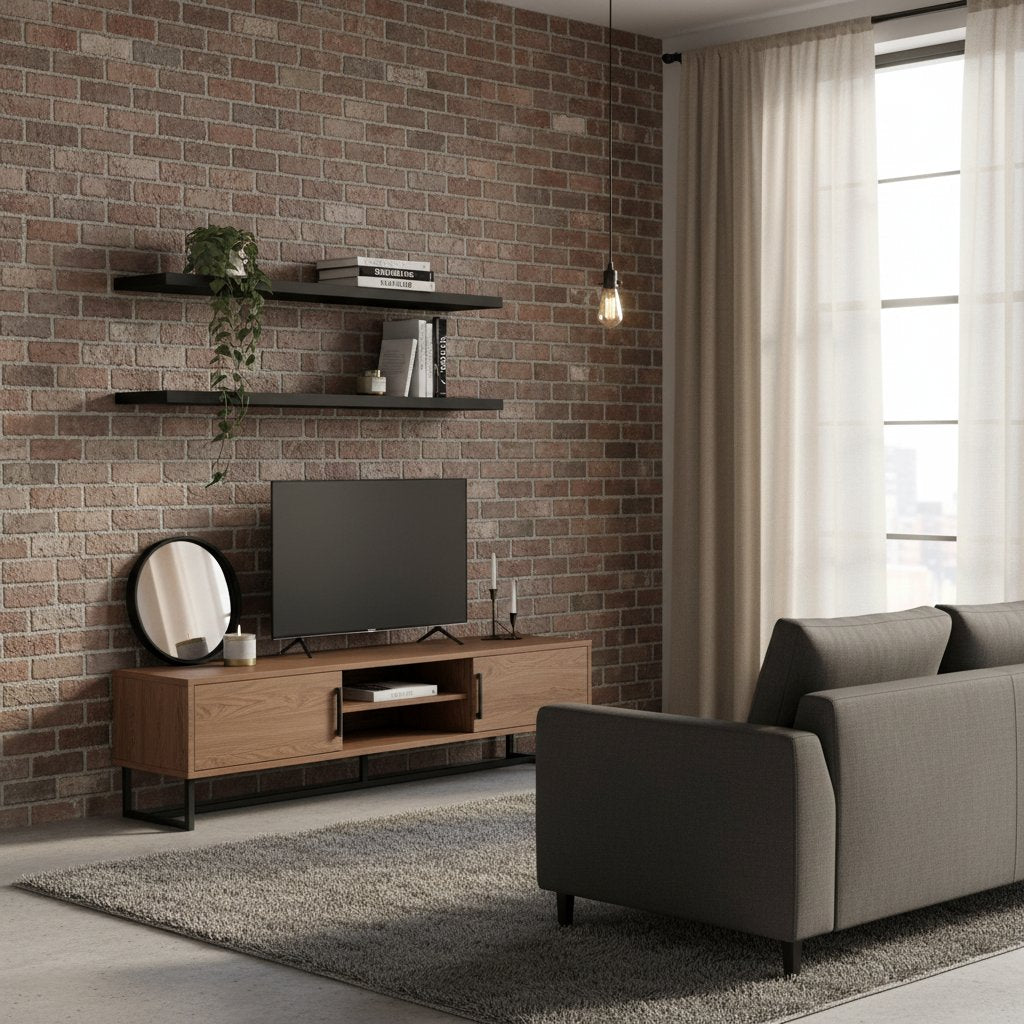 Étagère Murale en Métal Noir Industriel