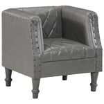 Fauteuil Cabriolet en Cuir et Bois de Manguier-Gris-1-La-Fabrique-Industrielle