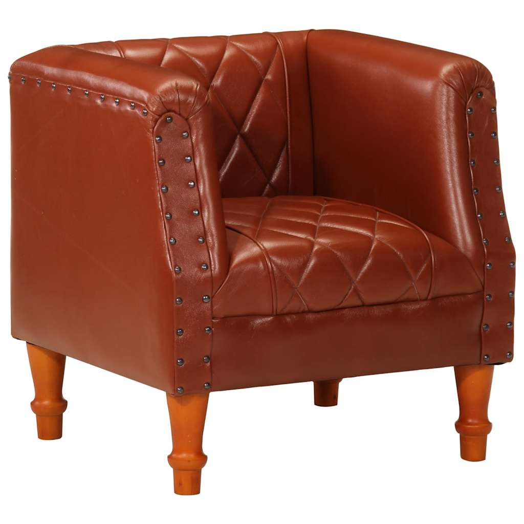 Fauteuil Cabriolet en Cuir et Bois de Manguier-Marron-1-La-Fabrique-Industrielle