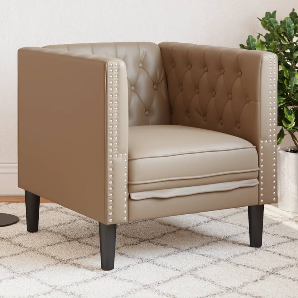 Fauteuil Chesterfield Industriel Confortable-Cappuccino-1 place-La-Fabrique-Industrielle