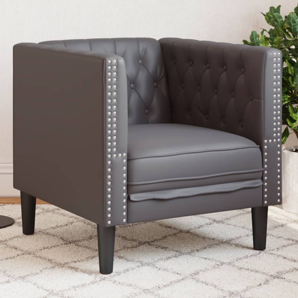 Fauteuil Chesterfield Industriel Confortable-Gris-1 place-La-Fabrique-Industrielle