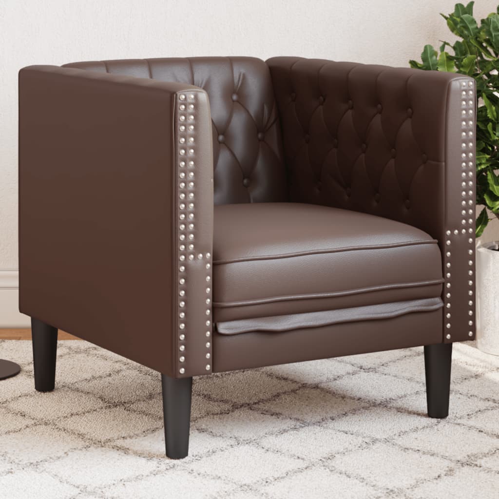 Fauteuil Chesterfield Industriel Confortable-Marron-1 place-La-Fabrique-Industrielle