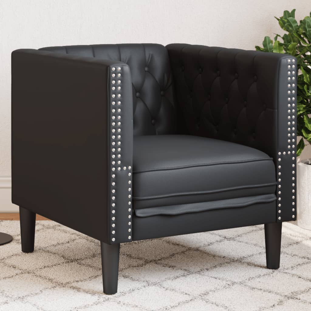 Fauteuil Chesterfield Industriel Confortable-Noir-1 place-La-Fabrique-Industrielle