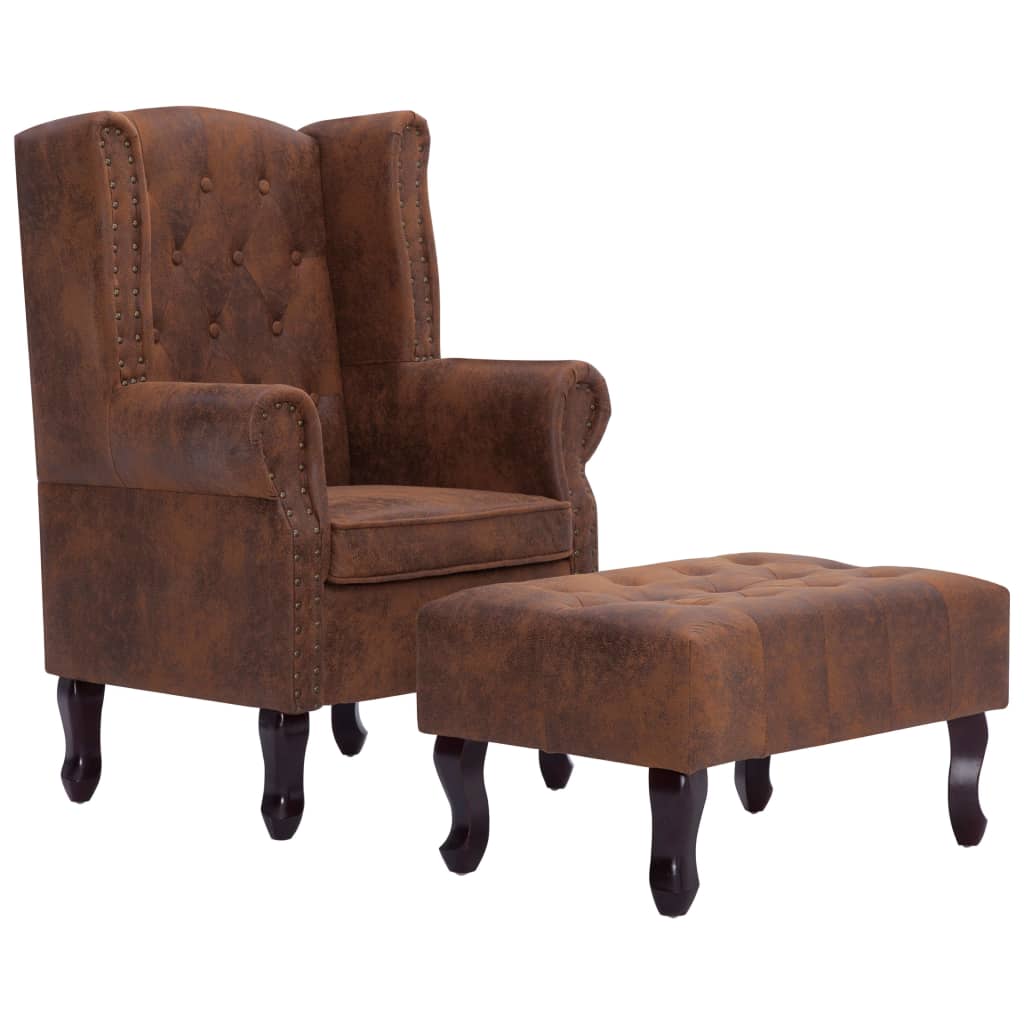 Fauteuil Chesterfield en Cuir Daim-La-Fabrique-Industrielle