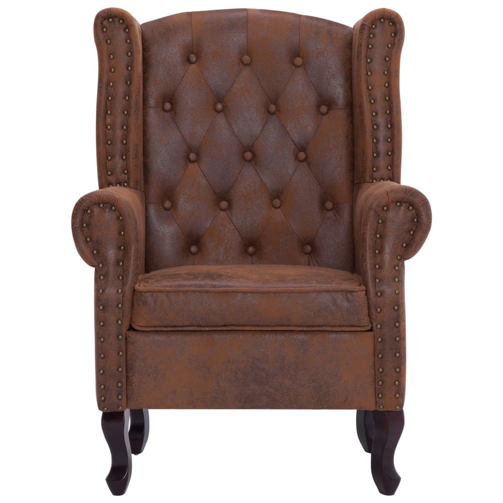 Fauteuil Chesterfield en Cuir Daim-La-Fabrique-Industrielle