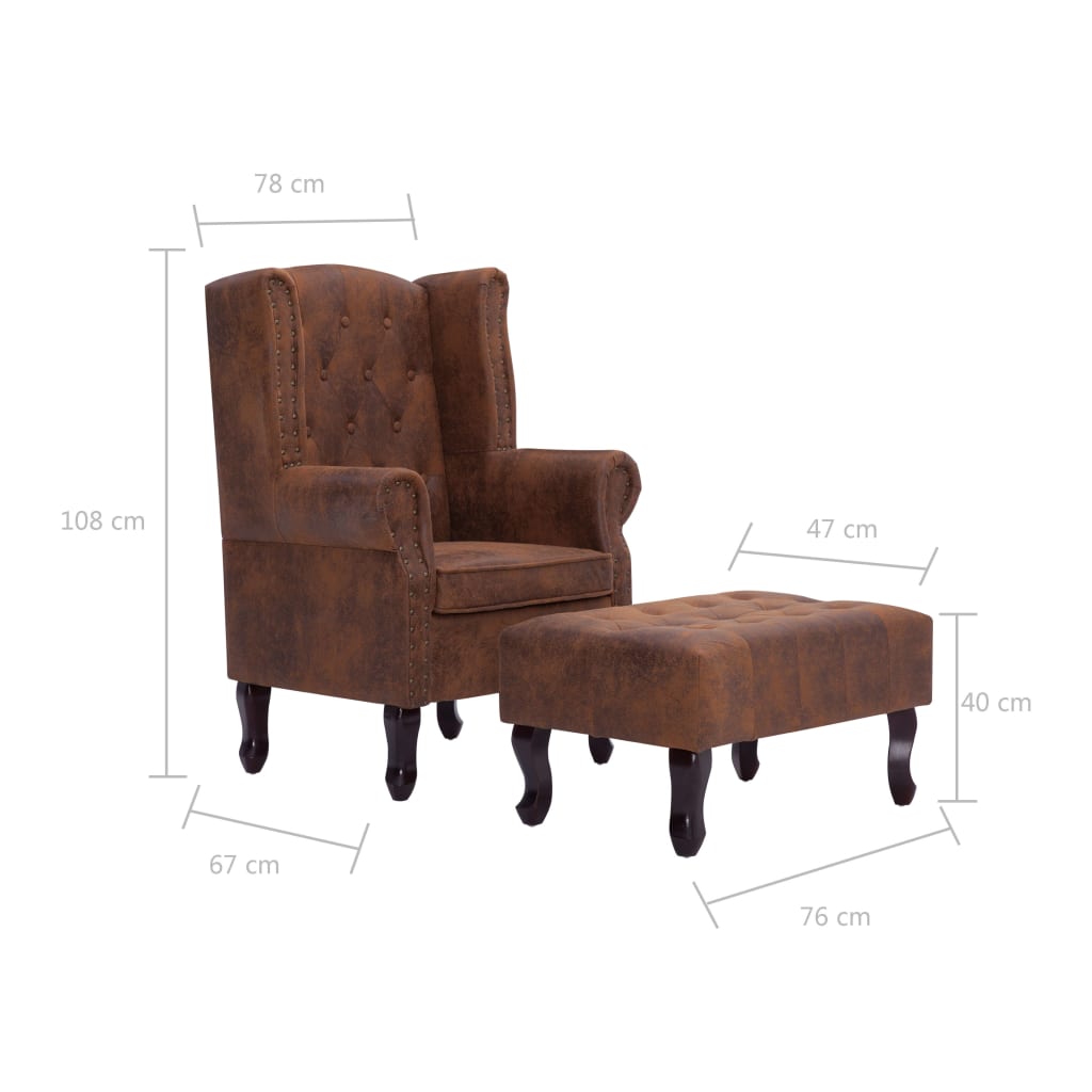 Fauteuil Chesterfield en Cuir Daim-La-Fabrique-Industrielle