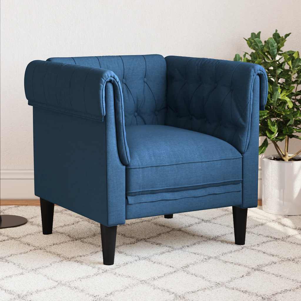 Fauteuil Chesterfield en Tissu Élégant-Bleu-Canapé-La-Fabrique-Industrielle