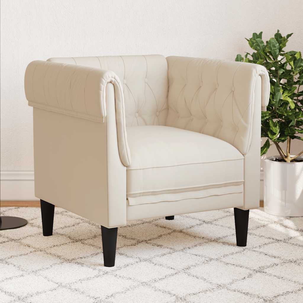 Fauteuil Chesterfield en Tissu Élégant-Crème-Canapé-La-Fabrique-Industrielle