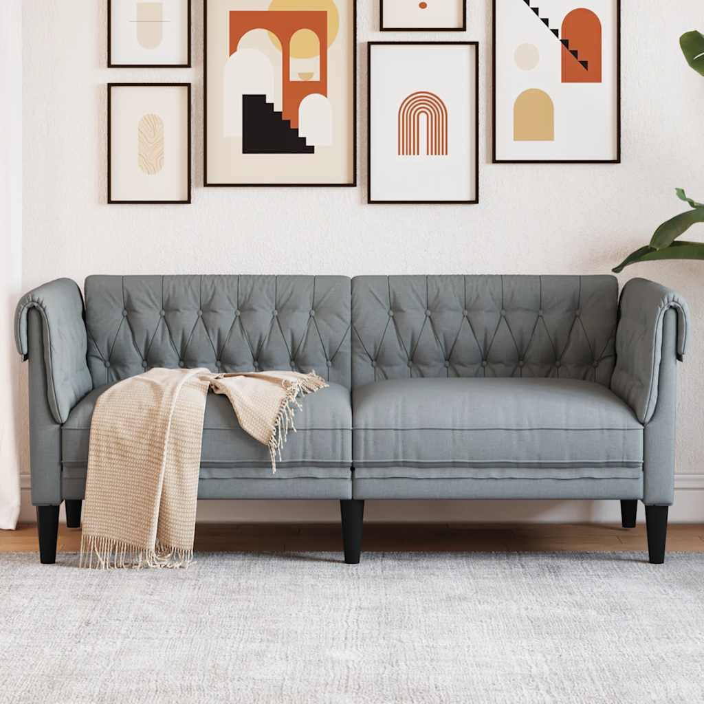 Fauteuil Chesterfield en Tissu Élégant-Gris clair-2 places-La-Fabrique-Industrielle