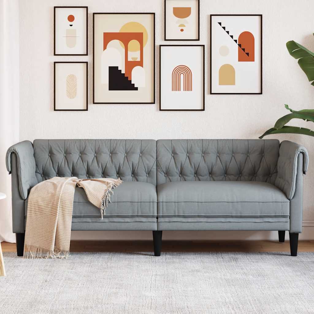 Fauteuil Chesterfield en Tissu Élégant-Gris clair-3 places-La-Fabrique-Industrielle