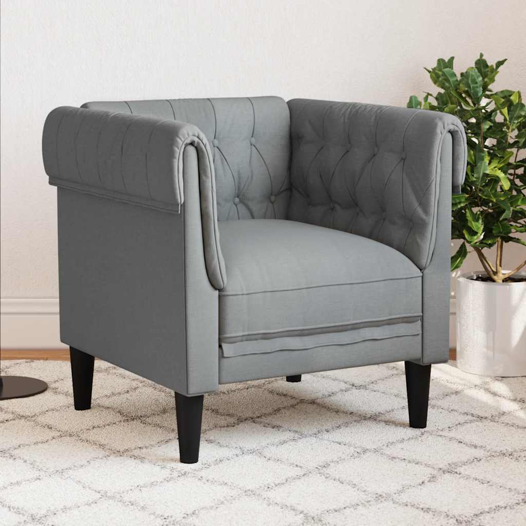 Fauteuil Chesterfield en Tissu Élégant-Gris clair-Canapé-La-Fabrique-Industrielle