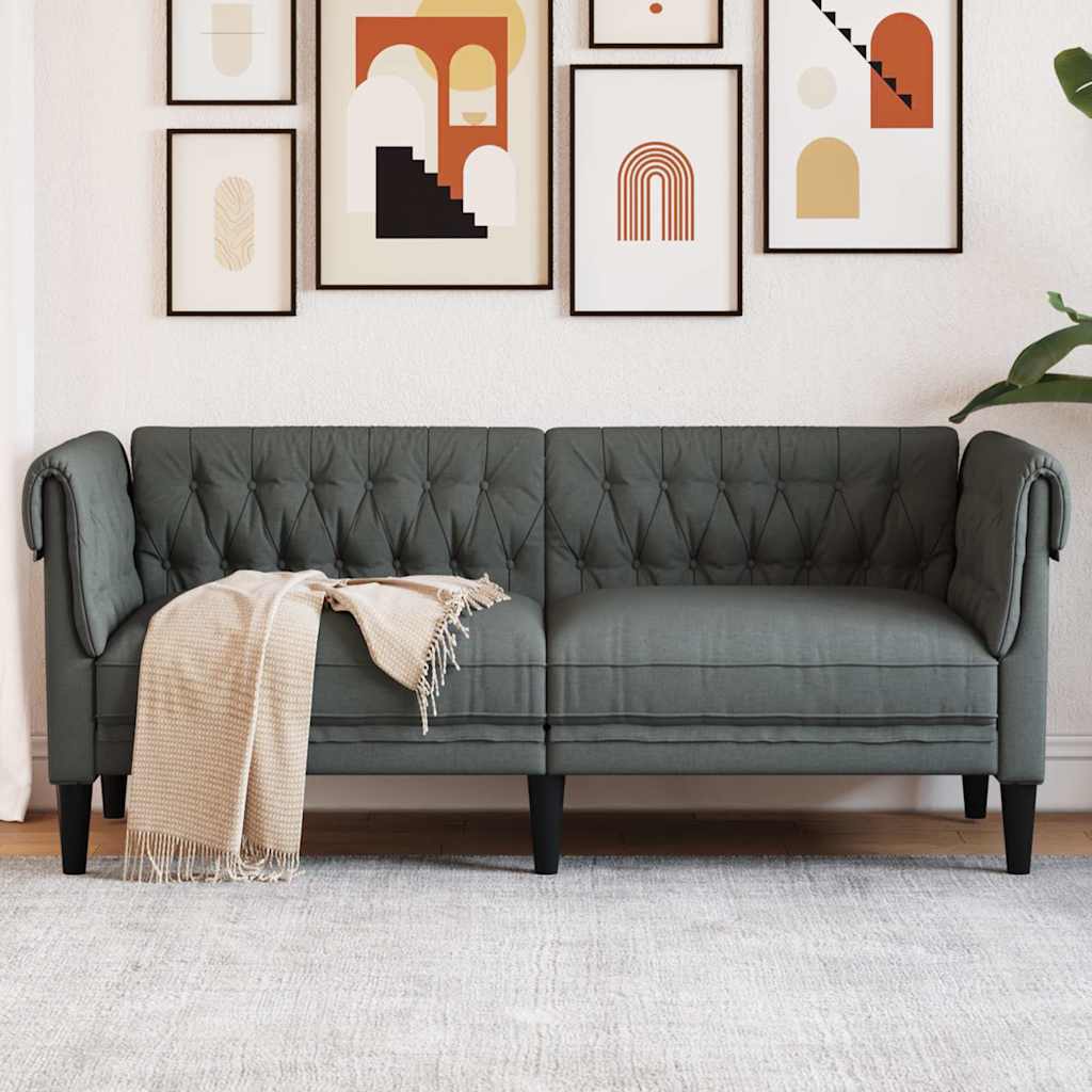 Fauteuil Chesterfield en Tissu Élégant-Gris foncé-2 places-La-Fabrique-Industrielle