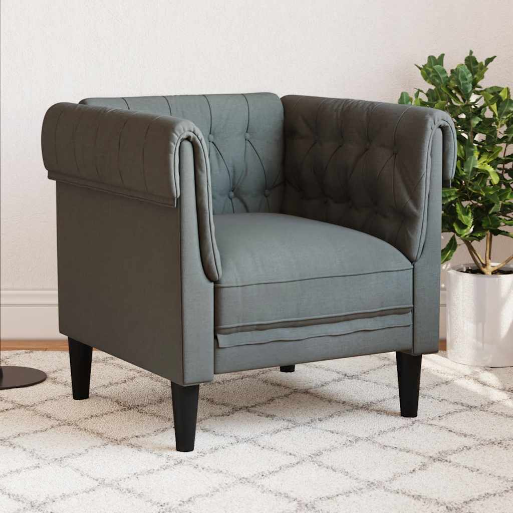 Fauteuil Chesterfield en Tissu Élégant-Gris foncé-Canapé-La-Fabrique-Industrielle