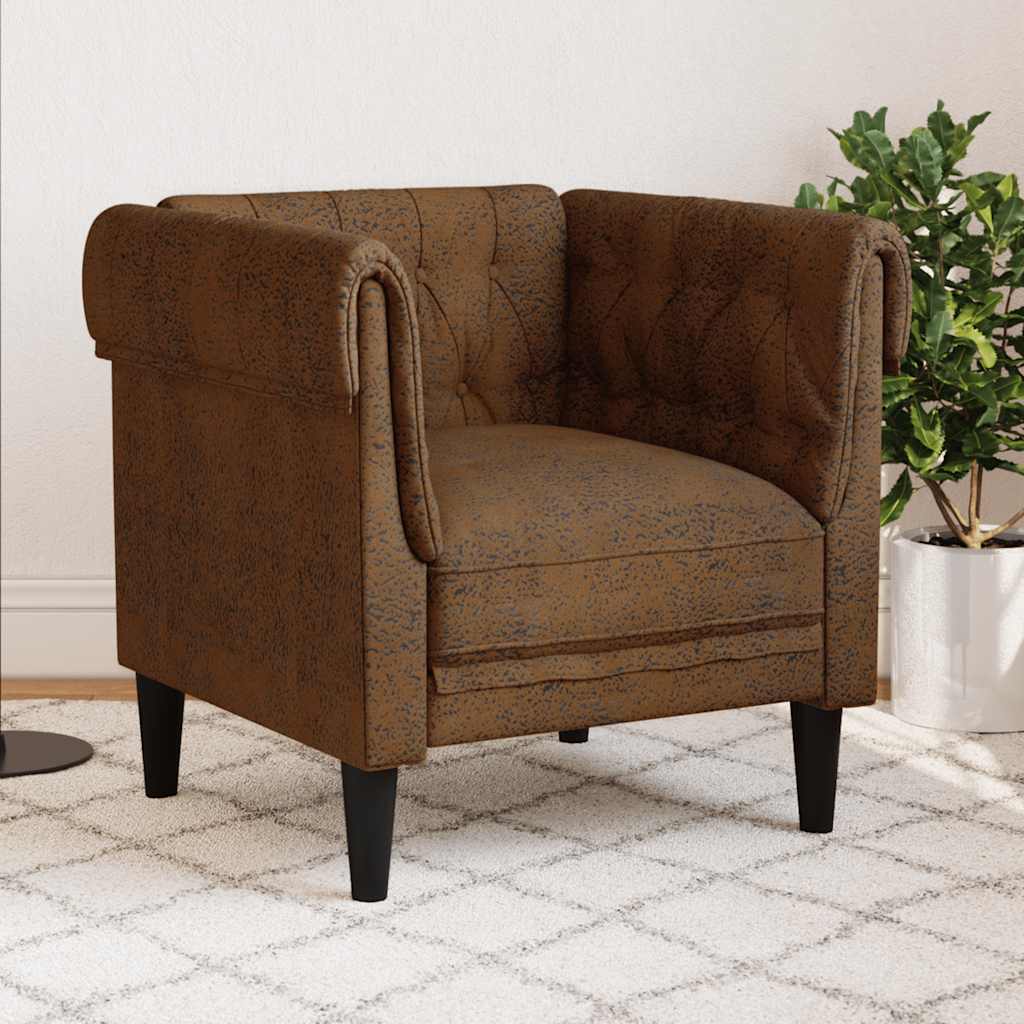 Fauteuil Chesterfield en Tissu Élégant-Marron-Canapé-La-Fabrique-Industrielle