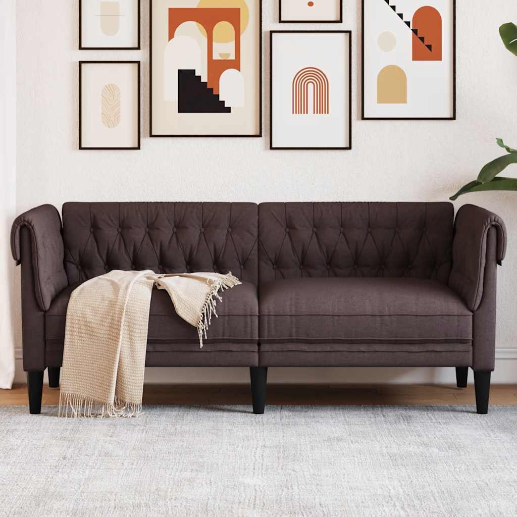 Fauteuil Chesterfield en Tissu Élégant-Marron foncé-2 places-La-Fabrique-Industrielle