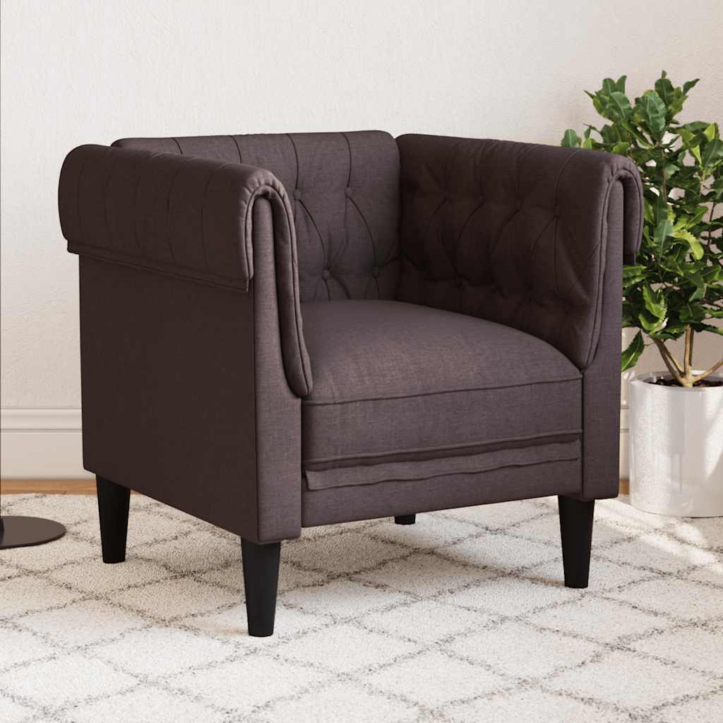 Fauteuil Chesterfield en Tissu Élégant-Marron foncé-Canapé-La-Fabrique-Industrielle