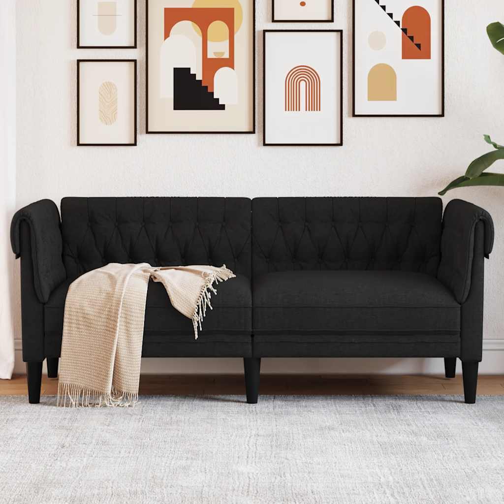 Fauteuil Chesterfield en Tissu Élégant-Noir-2 places-La-Fabrique-Industrielle