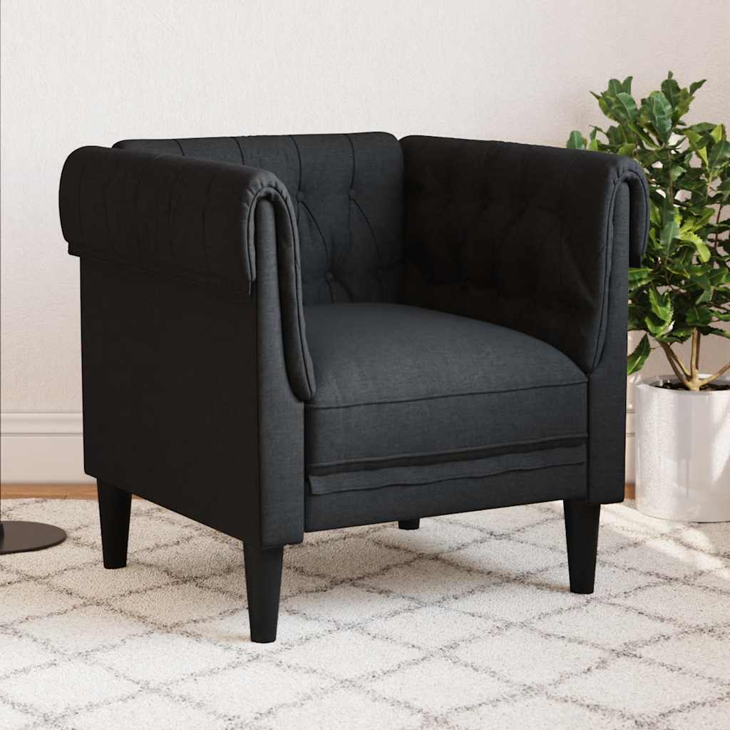 Fauteuil Chesterfield en Tissu Élégant-Noir-Canapé-La-Fabrique-Industrielle