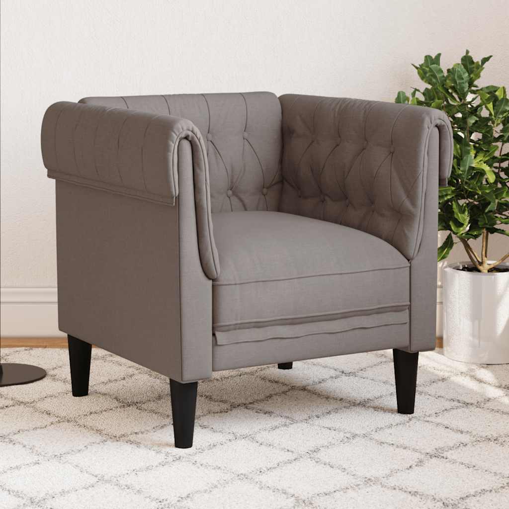Fauteuil Chesterfield en Tissu Élégant-Taupe-Canapé-La-Fabrique-Industrielle