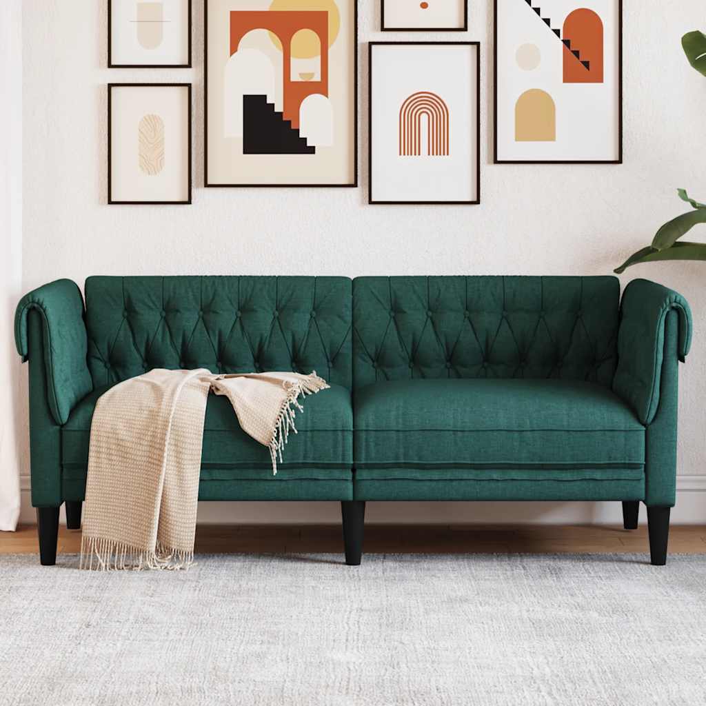 Fauteuil Chesterfield en Tissu Élégant-Vert foncé-2 places-La-Fabrique-Industrielle
