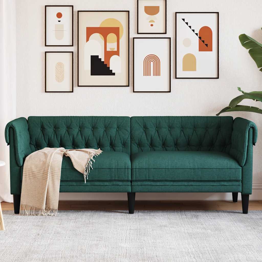 Fauteuil Chesterfield en Tissu Élégant-Vert foncé-3 places-La-Fabrique-Industrielle