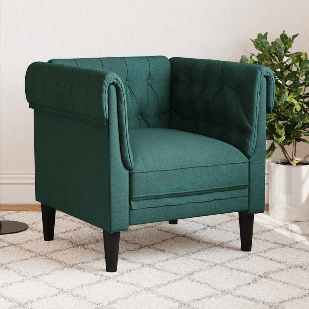 Fauteuil Chesterfield en Tissu Élégant-Vert foncé-Canapé-La-Fabrique-Industrielle