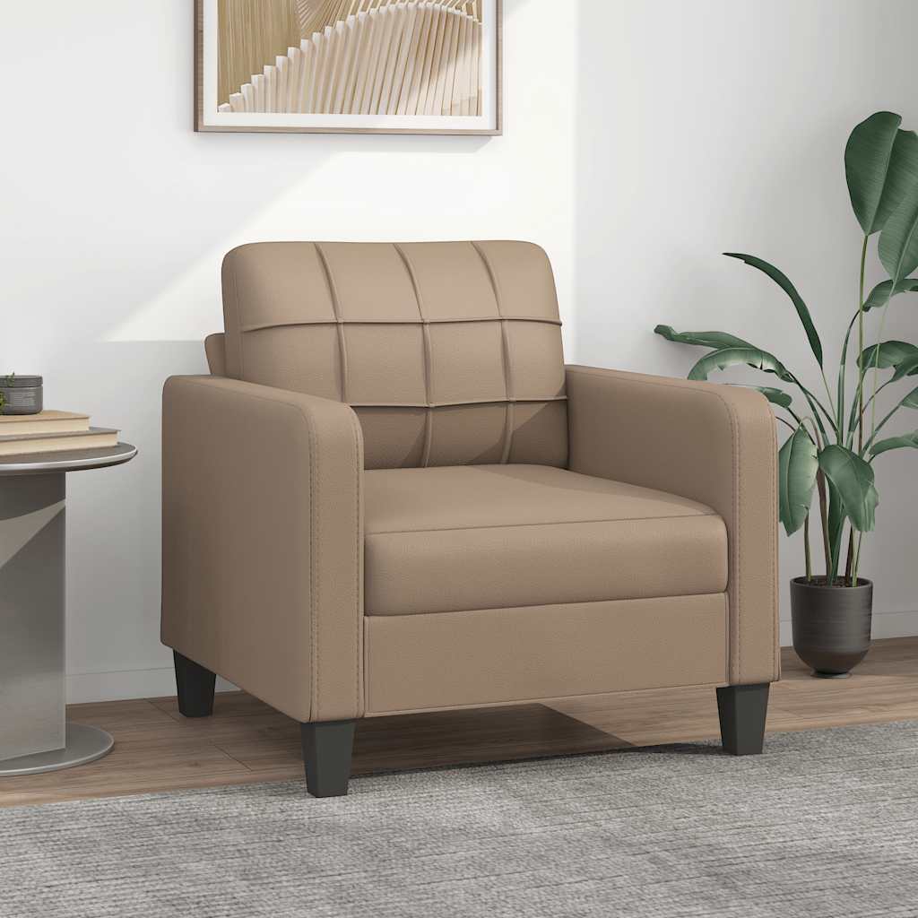 Fauteuil Club Haut de Gamme en Similicuir-Cappuccino-60 cm-La-Fabrique-Industrielle