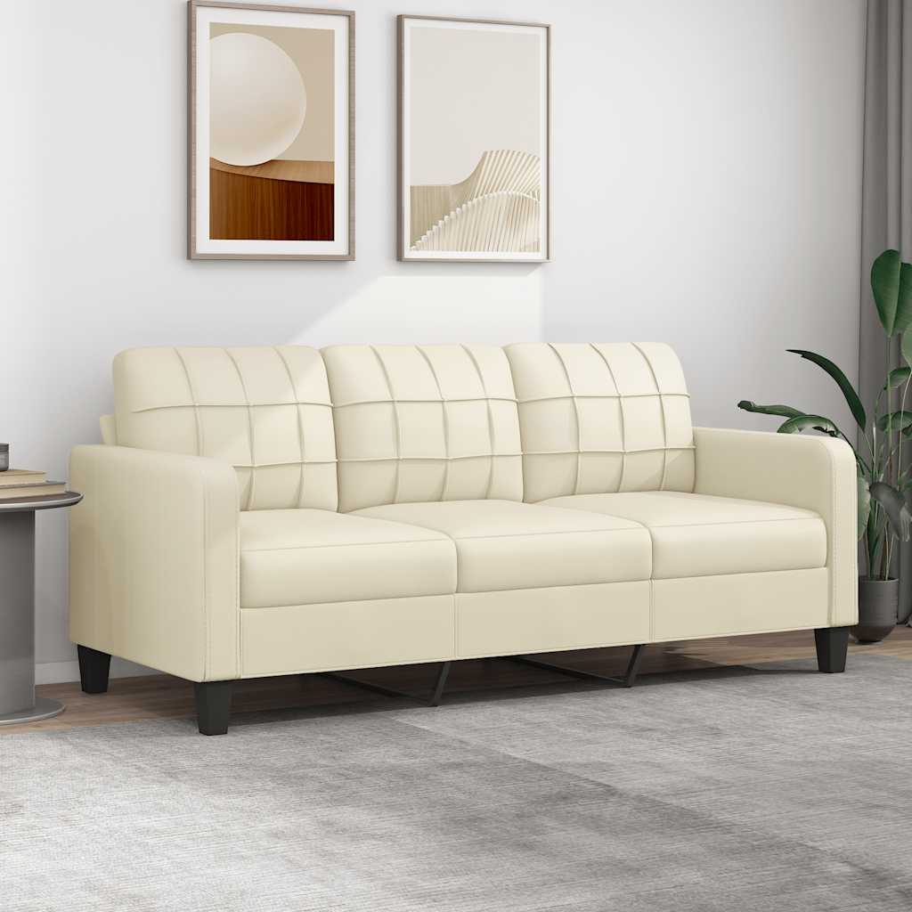 Fauteuil Club Haut de Gamme en Similicuir-Crème-180 cm-La-Fabrique-Industrielle