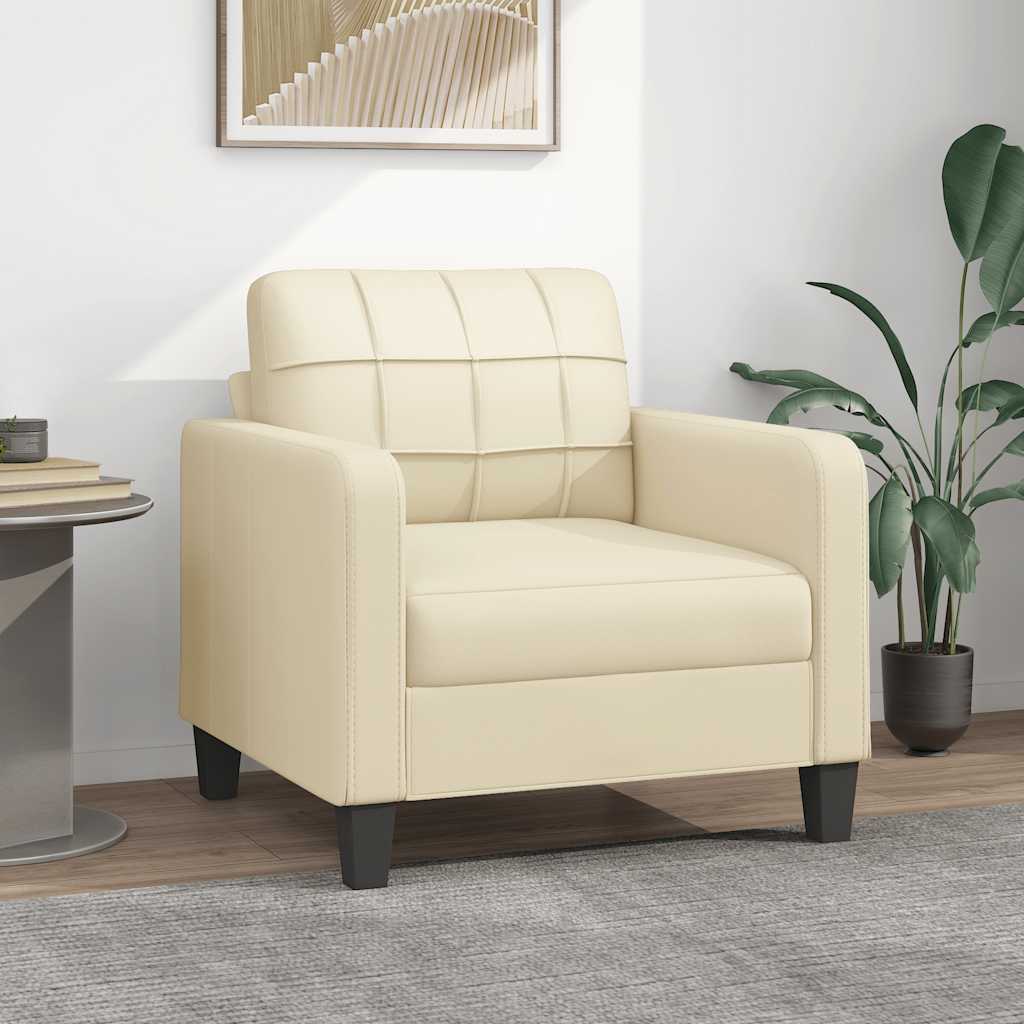 Fauteuil Club Haut de Gamme en Similicuir-Crème-60 cm-La-Fabrique-Industrielle