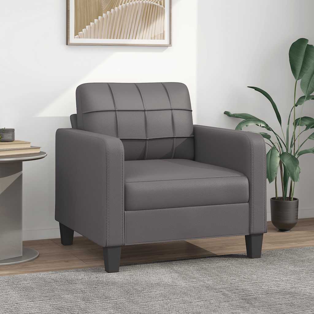 Fauteuil Club Haut de Gamme en Similicuir-Gris-60 cm-La-Fabrique-Industrielle