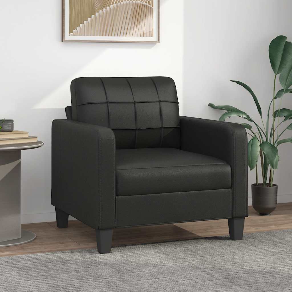 Fauteuil Club Haut de Gamme en Similicuir-Noir-60 cm-La-Fabrique-Industrielle