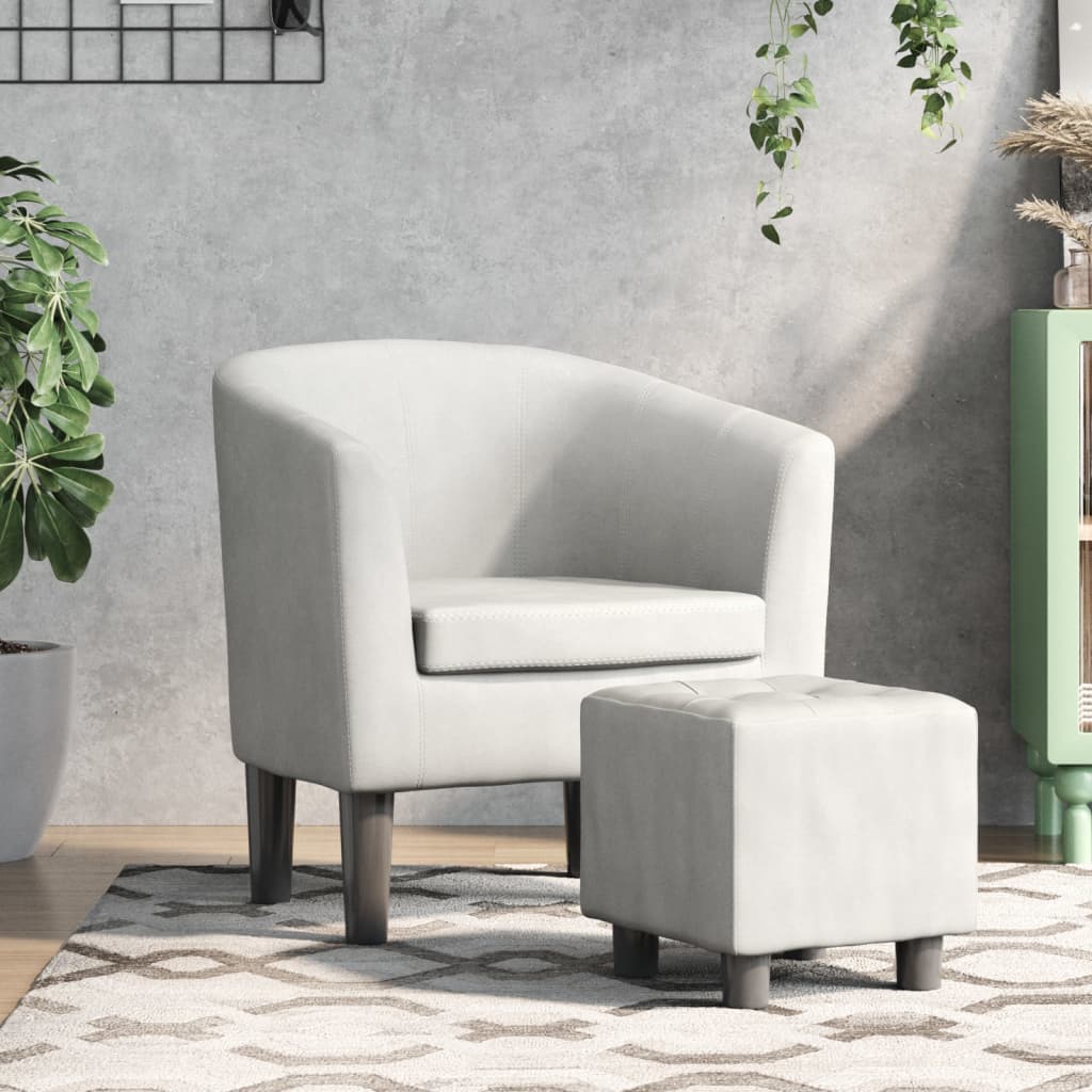 Fauteuil Club en Cuir Rouge Authentique-Blanc-Avec repose-pied-1-La-Fabrique-Industrielle